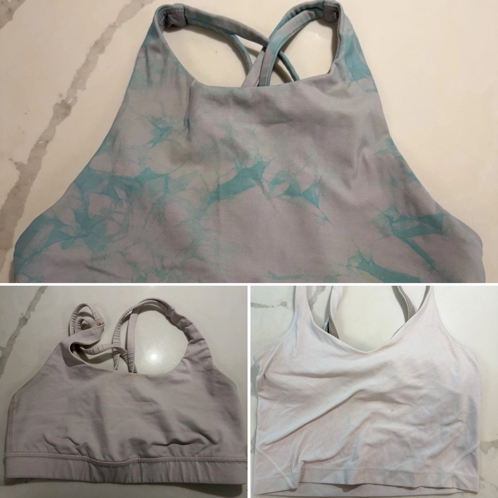 Lululemon Lot Of 3 Sports Bras Sz 6 High neck Racer back Yoga Work out exercise
